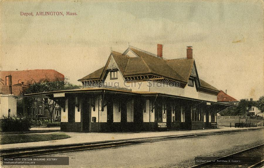 Postcard: Depot, Arlington, Massachusetts